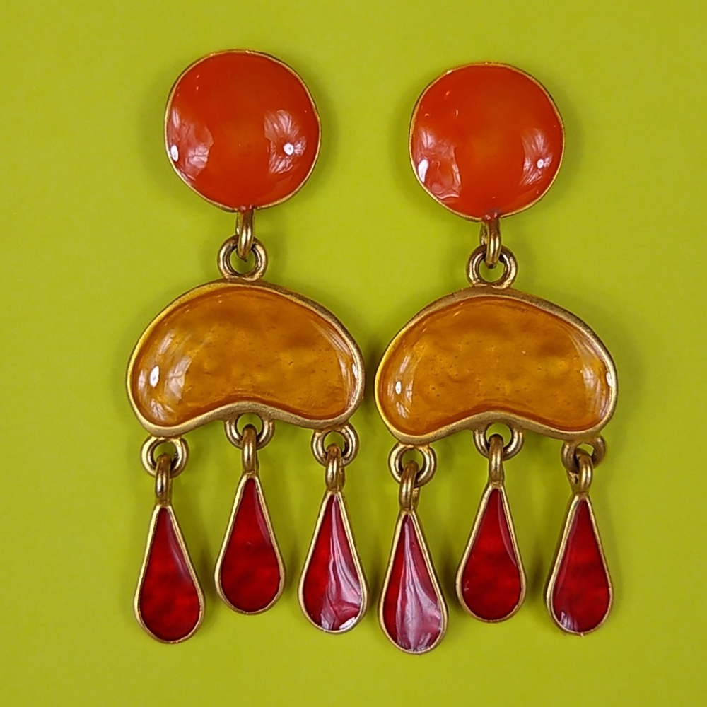 Colorful, dangling earrings